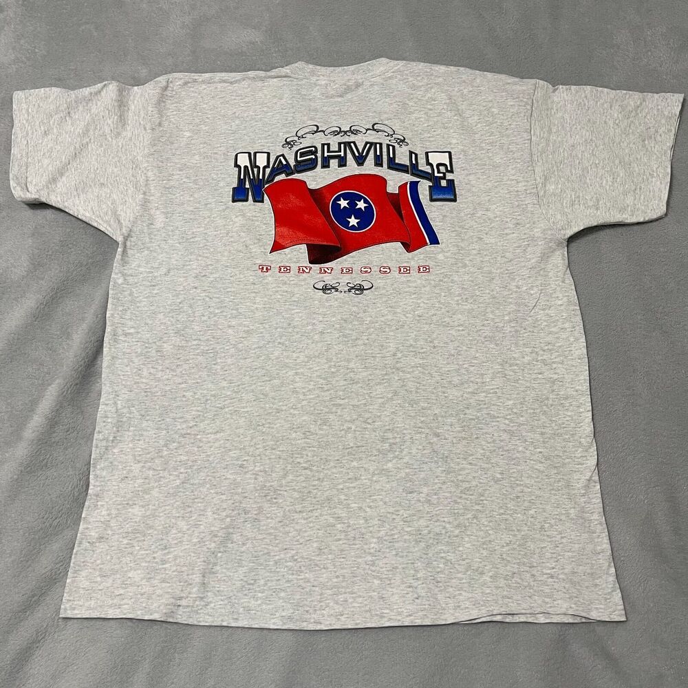 Nashville Tennessee Shirt Mens XL Gray State Flag Graphic Tee FOTL VISA Logo